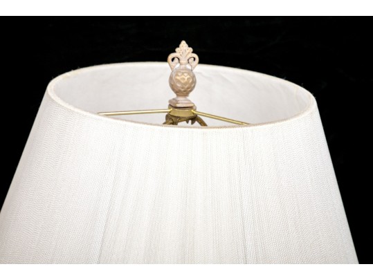 Pair Of Tall White Painted Iron Column Form Table Lamps