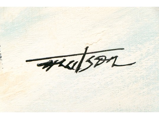 Signed Oil On Canvas, Slalom Racer