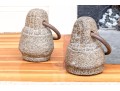 Pair Of Carved Stone And Iron Ring Door Stops