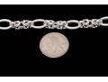 Sterling Silver Elegant Matte Finish Oval Link And Alternating Byzantine Link Bracelet