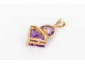 14k Yellow Gold Striking Fantasy Cut Purple Amethyst And Diamond Accented Pendant, App. 0.03 TCW