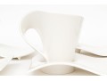 Set Of Villeroy & Boch Luxembourg White Porcelain Mugs And Saucer Plates- Wave Pattern