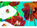 Dnie (Chinese/Am., 21st C.) Set Of Two Diminutive Acrylic On Canvas, Water Lillies