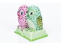 Herend Hand Painted Fishnet Pattern Baby Owl Group