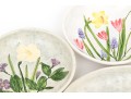 Group Of 8 Color Floral Glazed Pottery Bowls By Salt Marsh Pottery Dartmouth Mass. 