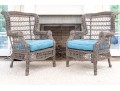 Pair Of Wicker Wingback Armchairs