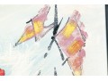 Signed Oil On Canvas, Slalom Racer