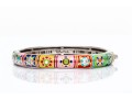 Sterling Silver Fun Colorful Enamel Floral Hinged Bangle Bracelet, Please See Note