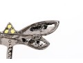 Sterling Silver Whimsical Dragonfly Pin Set With Round Brilliant CZ Stones And Enamel Wings