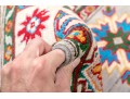 Hand-knotted Wool Pakistan Kazak Accent Carpet, 4'-1