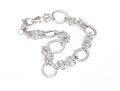 Sterling Silver Elegant Matte Finish Oval Link And Alternating Byzantine Link Bracelet
