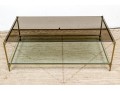Chic Gilt Metal And Smoky Glass Top Cocktail Table