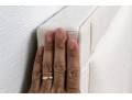 King Size White Fabric Upholstered Headboard