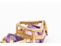 14k Yellow Gold Striking Fantasy Cut Purple Amethyst And Diamond Accented Pendant, App. 0.03 TCW