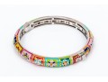 Sterling Silver Fun Colorful Enamel Floral Hinged Bangle Bracelet, Please See Note