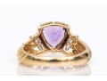 14k Yellow Gold Lovely Contemporary Trillian Amethyst And Diamond Ring, App. 0.06 TCW, Size 7+