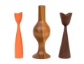 Three Mid Century Wooden Candlesticks