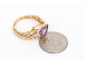 14k Yellow Gold Lovely Contemporary Trillian Amethyst And Diamond Ring, App. 0.06 TCW, Size 7+