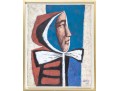 Ludwig Signed, Oil On On Canvas, Portrait Bust Of A Robed Man In Profile, 1969