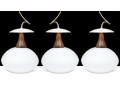 Trio Of MCM Glass Shaded Hanging Pendant Lights