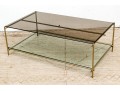 Chic Gilt Metal And Smoky Glass Top Cocktail Table