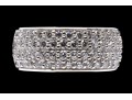 Sterling Silver Lovely High Polished, Round Brilliant Cut CZ Wide Band Ring, Pave Set, Size 7.75