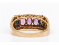 10k Yellow Gold Unique Amethyst And Sapphire Set Retro Style Ring, Size 5.75
