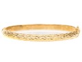 18k Yellow Gold Classic Quilted Hinged Bangle Bracelet, With Figured Eight Clasp