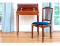 Antique Louis XVI Style Tambour Secretary Desk With Chair