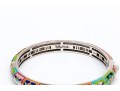 Sterling Silver Fun Colorful Enamel Floral Hinged Bangle Bracelet, Please See Note