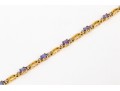 14k Yellow Gold Pretty Tanzanite And Diamond Set Link Line Bracelet, App. 0.10 TCW