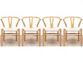 Set Of Four Chic Wishbone Form Side Chairs