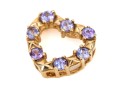 14k Yellow Gold Pretty Tanzanite Set Floating Heart Pendant