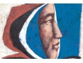 Ludwig Signed, Oil On On Canvas, Portrait Bust Of A Robed Man In Profile, 1969
