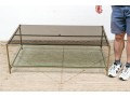 Chic Gilt Metal And Smoky Glass Top Cocktail Table