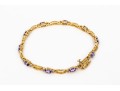 14k Yellow Gold Pretty Tanzanite And Diamond Set Link Line Bracelet, App. 0.10 TCW