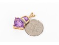 14k Yellow Gold Striking Fantasy Cut Purple Amethyst And Diamond Accented Pendant, App. 0.03 TCW