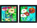 Dnie (Chinese/Am., 21st C.) Set Of Two Diminutive Acrylic On Canvas, Water Lillies
