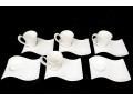 Set Of Villeroy & Boch Luxembourg White Porcelain Mugs And Saucer Plates- Wave Pattern