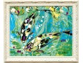 Dnie (Chinese/Am., 21st C.) Acrylic On Canvas, Splashing Koi