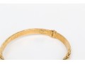 18k Yellow Gold Classic Quilted Hinged Bangle Bracelet, With Figured Eight Clasp