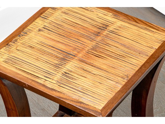Pair Of Modern Solid Wood And Bamboo End Tables