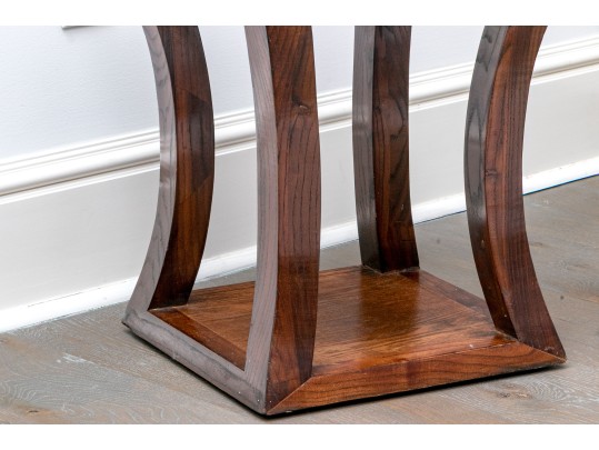 Pair Of Modern Solid Wood And Bamboo End Tables