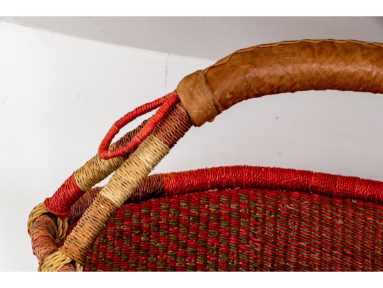 Three Intricately Woven Baskets With Handles