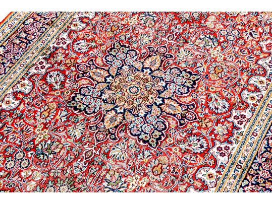 Finely Knotted Vintage Silk Carpet, 6'9