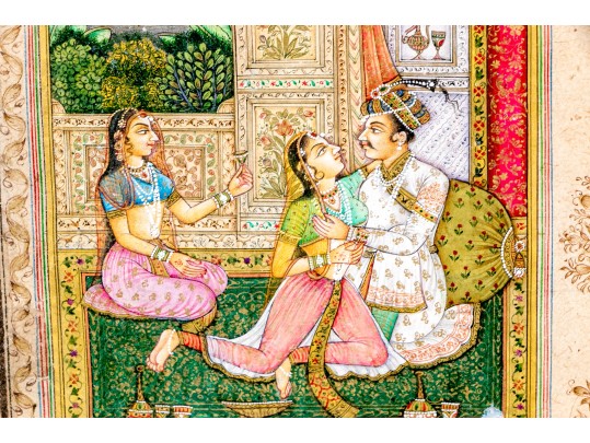 Framed Triptych Of Trio Of Traditional Indian Paintings