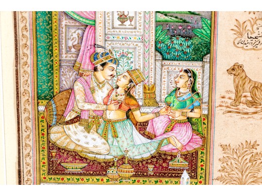 Framed Triptych Of Trio Of Traditional Indian Paintings