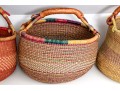 Three Intricately Woven Baskets With Handles