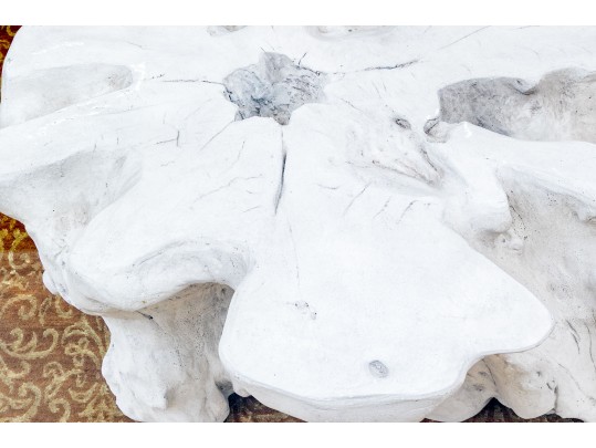 Fabulous Faux Bois Decorative Pedestal Glass Cocktail Table