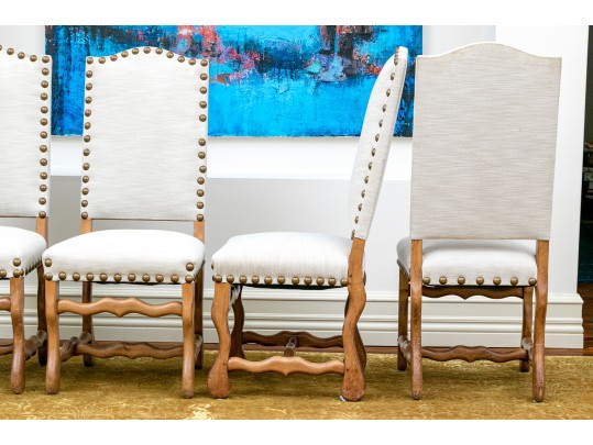 Set Of Four Solid Fruitwood Louis XIII Style Side Chairs